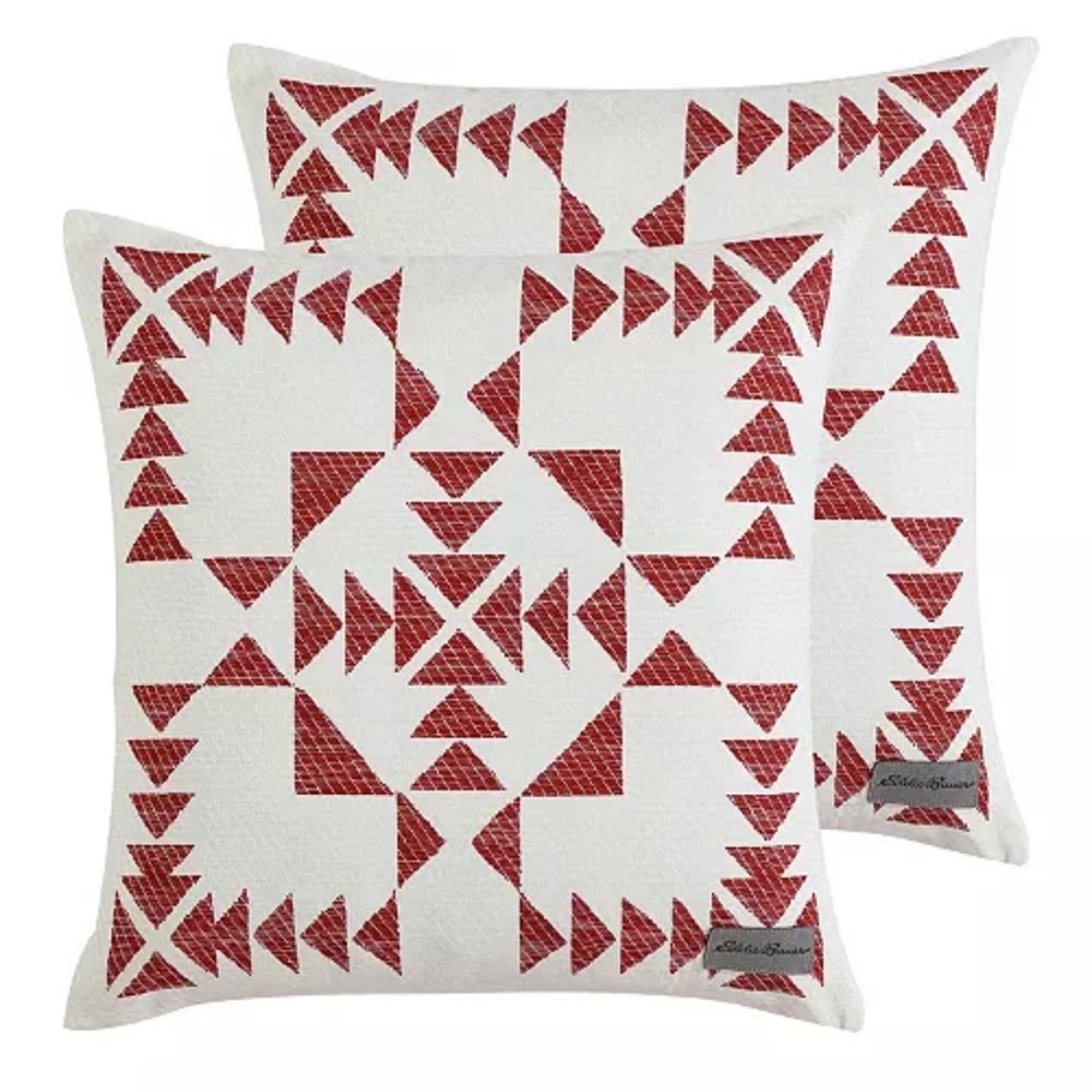 Eddie Bauer Red and White Decorative Pillow Cover
